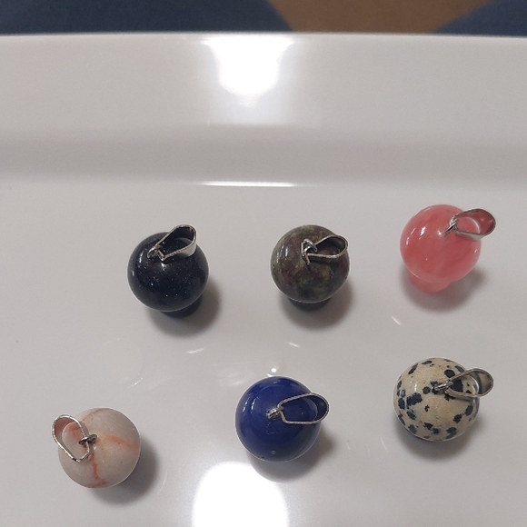 Set of Six Mushroom  Stone Pendants - Picture 2 of 6